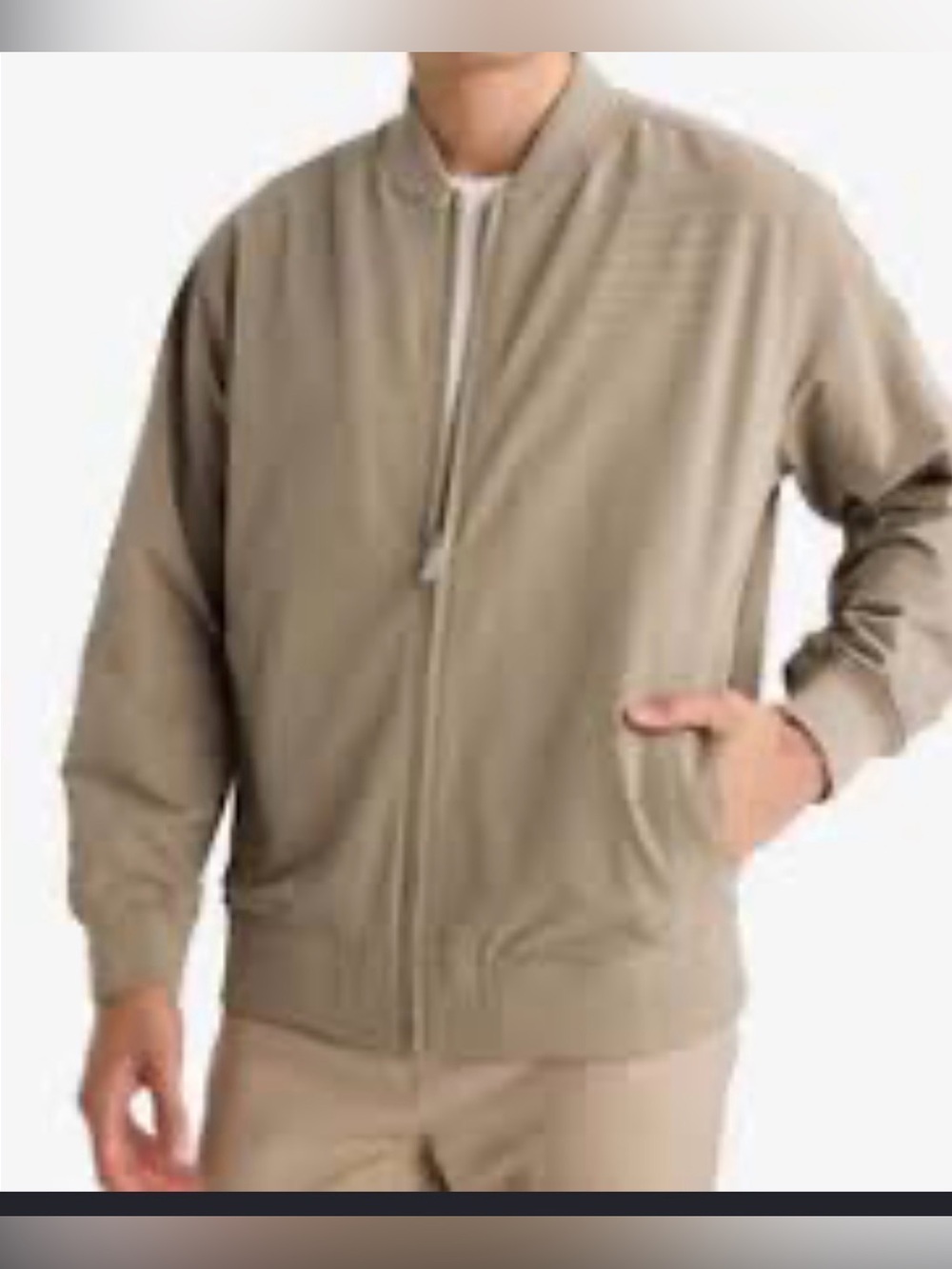 Calvin Klein Olive Taupe Bomber Jacket - Zip Front